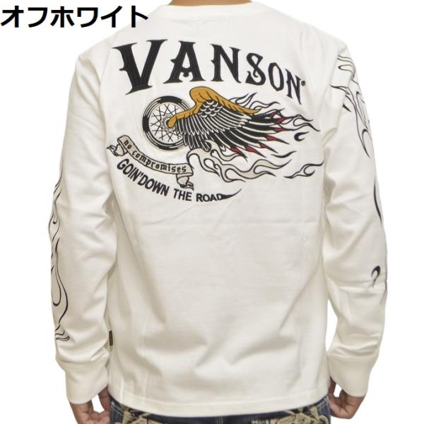 バンソン VANSON NVLT-2318 天竺 長袖Ｔシャツ フライングホイール バイク バイカー...