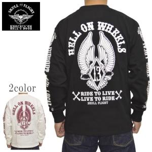 SKULL FLIGHT スカルフライト 長袖Tシャツ HELL ON WHEELS ロンT バイク バイカー トップス メンズ｜americanbass