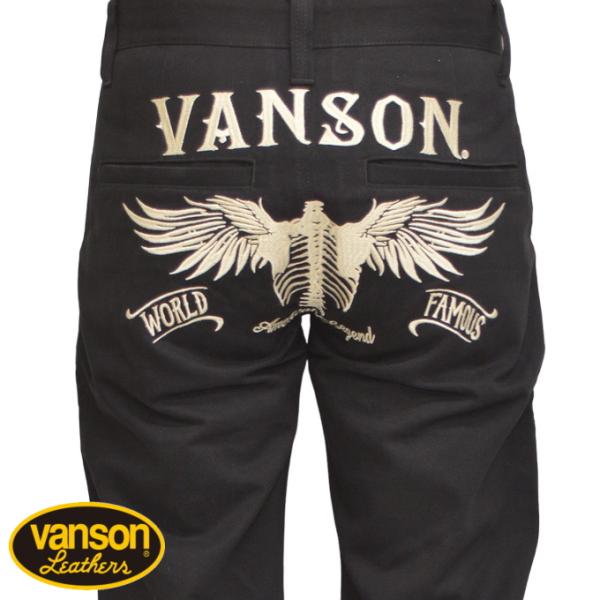 バンソン VANSON SP-B-36 チノパンツ ブラック色 ワークパンツ フライングボーン バイ...