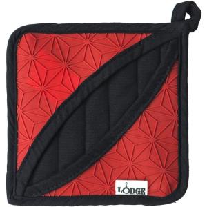【並行輸入品】ロッジ トリベット/ポットホルダー 1ピース レッド/ブラック Lodge 鍋敷き 鍋つかみ