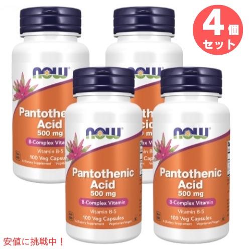 【並行輸入品】【4本セット】NOW　Pantothenic Acid 500 mg 100 Caps...