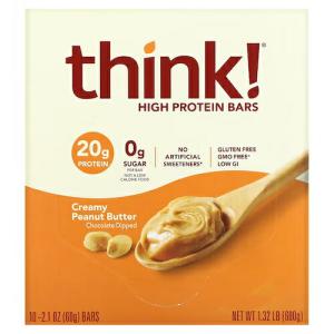 ThinkThin シンクシン ハイプロテインバー クリーミーピーナッツバター 10本セット High Protein Bar, Creamy Peanut Butter｜americankitchen