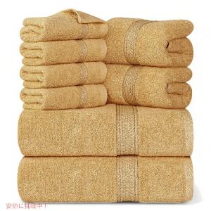 【並行輸入品】ユートピア タオルセット 8枚 ベージュ コットン バスタオル 2枚 ハンドタオル 2枚 ウォッシュクロス 4枚 Utopia Towels 8-Piece