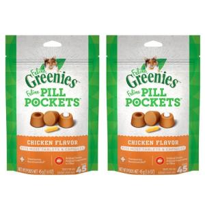 【お得な2個セット】GREENIES FELINE Pill Pockets Cat Treats, Chicken Flavor 1.6oz / グリニーズ ピルポケット 猫用 投薬補助 タブレット・カプセル用