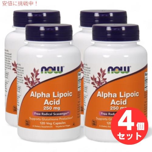 【並行輸入品】4個セット Now Foods ナウフーズ アルファリポ酸 250mg お得サイズ 1...