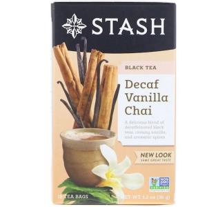 Stash スタッシュ ブラックティー ディカフェ  ティーバッグ 18袋入り ノンカフェイン カフェインゼロ Black Tea Decaf Vanilla Chai 1.2oz