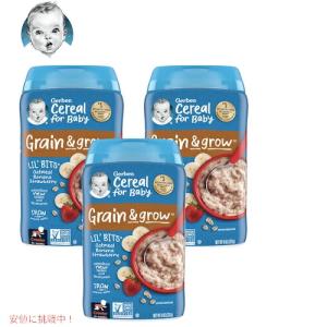 ＜3個セット＞Gerber ガーバー ベビーシリアル オートミール バナナ ストロベリー 8oz / 227g 45食 8-12ヶ月 グレイン＆グロー リトルバイト｜americankitchen