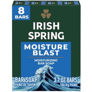 Irish Spring アイリッシュスプリング デオドラントソープ 男性用 [ブラスト] 104.8g x 8個入り Bar Soap for Men, Moisture Blast Deodorant Bar Soap