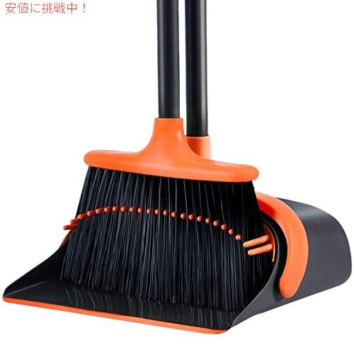 【並行輸入品】SANGFOR 家庭用ほうきとちりとりセット（オレンジ）