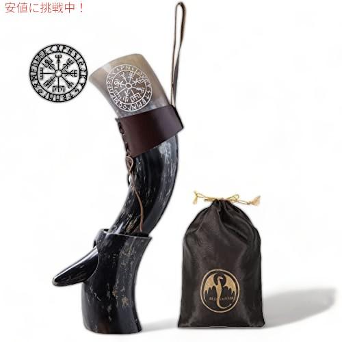 【並行輸入品】バイキング ドリンク ホーン - 12 インチ バイキング コンパスの刻印とレザー ホ...