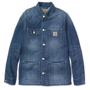 CARHARTT WIP / カーハート MICHIGAN CHORE COAT ミシガン チョアコート カバーオール ジャケット BLUE(STRAND WASHED) デニム ウォッシュ加工 送料無料｜americanrushstore