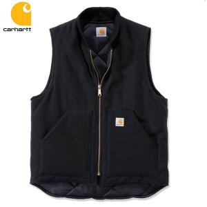 カーハート V01 ダックベスト ブラック 12オンス キルティングライナー メンズ CARHARTT V01 DUCK VEST ARCTIC-QUILT LINED BLACK｜americanrushstore