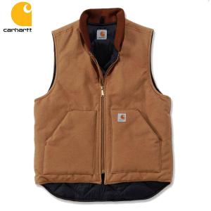 カーハート V01 ダックベスト ブラウン 12オンス キルティングライナー メンズ CARHARTT V01 DUCK VEST ARCTIC-QUILT LINED BROWN｜americanrushstore