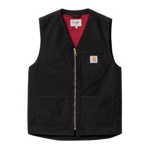 カーハート メンズ アーバーべスト ワークベスト オーガニックコットンキャンバス ブラック CARHARTT WIP ARBOR VEST Black (rinsed) I031521 送料無料｜americanrushstore