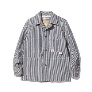 ヘッドライト メンズ ワークコート ネイビー ワンウォッシュ ストライプ HEADLIGHT 11oz. EXPRESS STRIPE WW II WORK COAT 421 NAVY A HD15235 送料無料｜americanrushstore