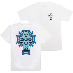 ドッグタウン メンズ レディース クロス ロゴ 半袖 Ｔシャツ ホワイト/ブルー DOGTOWN CROSS LOGO S/S T-SHIRT WHITE/BLUE｜americanrushstore