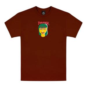 スラッシャー マガジン スケート 半袖 Tシャツ メンズ ゴンズ マルーン THRASHER MAGAZINE TALK SHIT BY GONZ T-SHIRTS MAROON｜americanrushstore