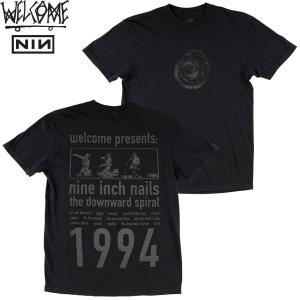 ウェルカム スケートボード ハート グラフィック 半袖 Tシャツ コラボレート WELCOME SKATEBOARDS NINE ICH NAILS HURT GRAPHIC T-SHIRTS BLACK｜American Rush Store