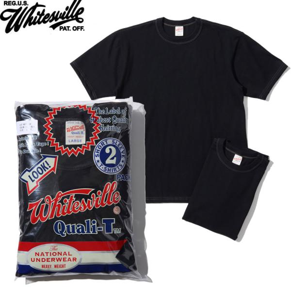 ホワイツビル 2パック Tシャツ パックT 無地 ブラック メンズ レディース 2枚セット WHIT...