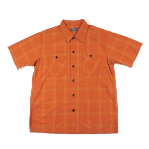 シュガーケーン メンズ コード チェック 半袖 シャツ オレンジ SUGAR CANE CORD CHECK S/S SHIRT 159 ORANGE SC38451 送料無料｜americanrushstore