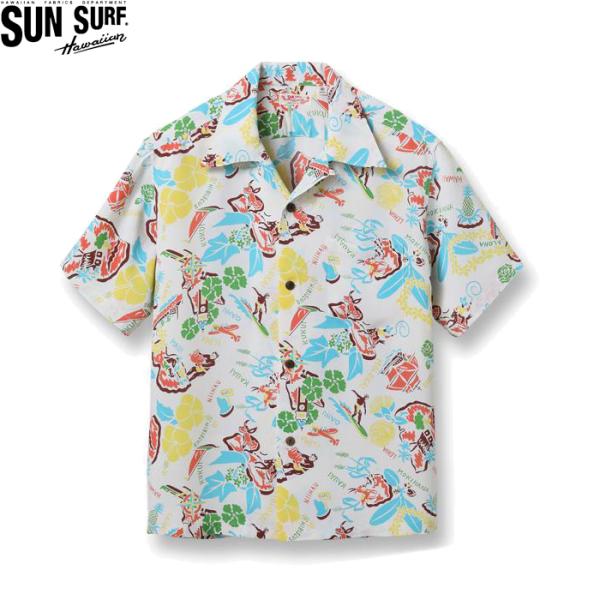 サンサーフ 半袖 レーヨン ハワイアンシャツ オフホワイト アロハシャツ SUN SURF S/S ...