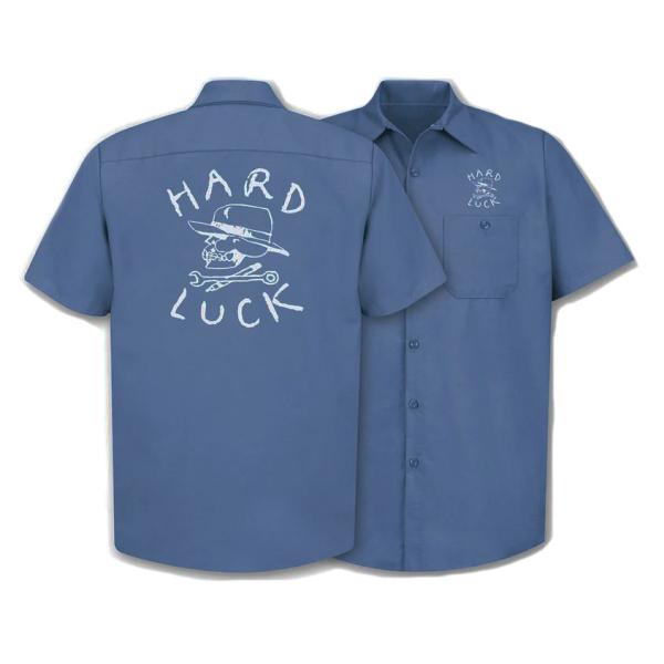 ハードラック 半袖 ワークシャツ ブルー メンズ HARD LUCK OG S/S WORK SHI...