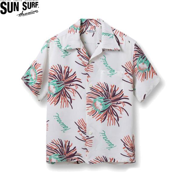 サンサーフ 半袖 レーヨン ハワイアンシャツ オフホワイト アロハシャツ SUN SURF S/S ...