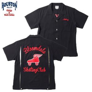 ヒューストン ボウリングシャツ クラシック オープンカラー 半袖 シャツ ブラック メンズ レディース HOUSTON BOWLING SHIRT (41080 SKATE)  BLACK｜americanrushstore