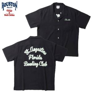 ヒューストン ボウリングシャツ クラシック オープンカラー 半袖 シャツ ブラック メンズ レディース HOUSTON BOWLING SHIRT (41078 CLASSIC)  BLACK｜americanrushstore