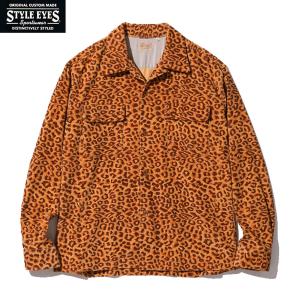 スタイル アイズ 長袖 コーデュロイ スポーツ シャツ レオパード ヒョウ柄 STYLE EYES LATE 1950s STYLE CORDUROY SPORTS SHIRT LEOPARD 送料無料｜americanrushstore