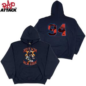 ラップアタック 長袖 プルオーバー パーカー スエット ブラック メンズ レディース RAP ATTACK 2Pac in New York HOODHIE BLACK 送料無料｜americanrushstore