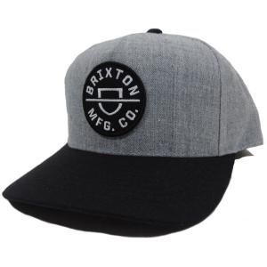 ブリクストン スナップバックキャップ ヘザーグレー/ブラック 帽子 メンズ サーフ スケート BRIXTON CREST C MP SNAPBACK CAP HEATHER GREY/BLACK｜americanrushstore