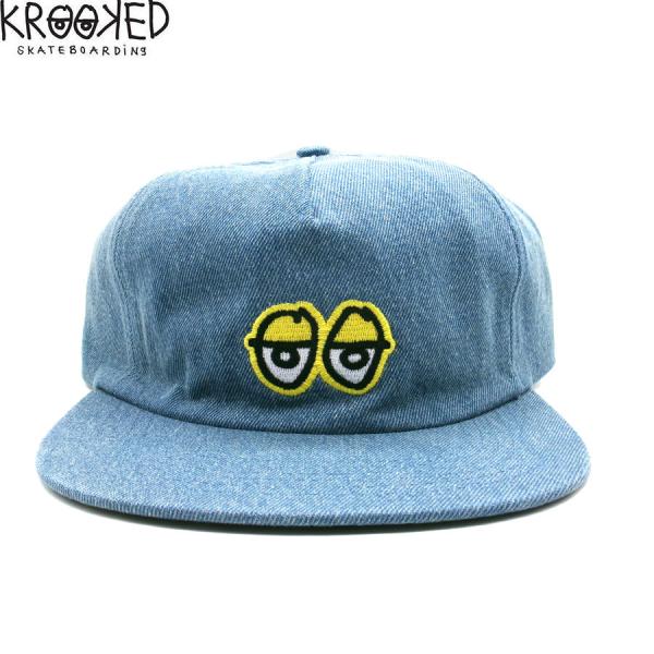 KROOKED EYES CAP SNAPBACK WASHED DEINM/YELLOW クルキッ...