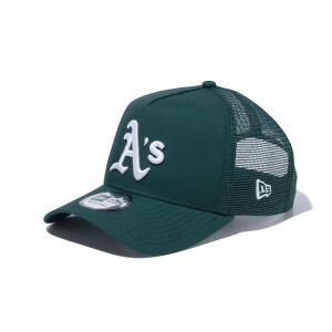 ニューエラ オークランド・アスレチックス トラッカー キャップ ダークグリーン メンズ レディース NEW ERA MLB Typewriter 9FORTY A-Fram MESH CAP DARK GREEN｜americanrushstore