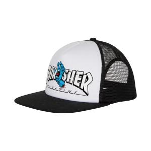 サンタクルーズ スラッシャー スクリーミング ロゴ メッシュ キャップ ホワイト SANTA CRUZ SKATEBOARDS THRASHER SCREAMING LOGO TRUCKER HAT CAP White/Black｜americanrushstore