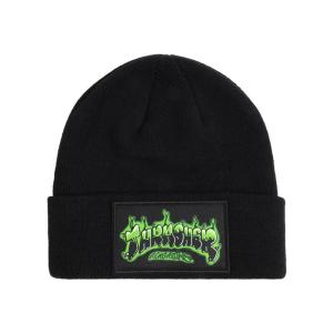 スラッシャー マガジン メンズ レディース エアブラシ パッチ ビーニー ニット キャップ ブラック THRASHER MAGAZINE AIRBRUSH PATCH BEANIE KNITCAP BLACK｜americanrushstore