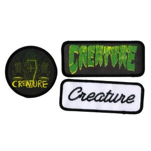 クリーチャー パッチセット ブラック グリーン ワッペン メンズ スケート CREATURE TRANSMISSION 3-PIECE PATCH SET GREEN BLACK｜americanrushstore