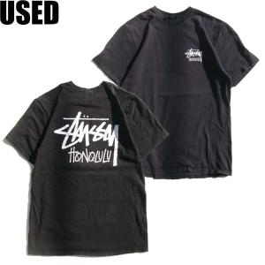 【USED-381】STUSSY HONOLULU CHAPTER S/S T-SHIRTS BLACK ストゥーシー ホノルル チャプトT 半袖 Tシャツ ブラック 古着