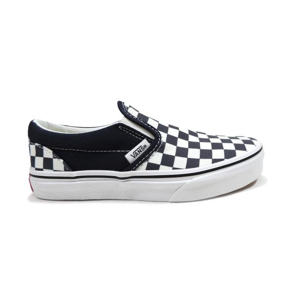 バンズ キッズ スリッポン チェッカーボード ネイビー ホワイト ユース VANS KIDS SLI...