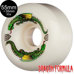 POWELL PERALTA パウエル・ペラルタ 55mm x 35mm DRAGON FORMULA WHITE 93A WHEEL ソフトウィール (4個セット) ドラゴンフォーミュラ スケボー (2312)｜americanstreetstyle