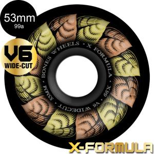 BONES WHEELS ボーンズ ウィール 53mm X-FORMULA LEAVING V6 WIDE-CUT 99A WHEELS ハードウィール 4個セット ブラック エックスフォーミュラー X99 (2401)｜americanstreetstyle