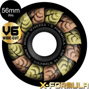 BONES WHEELS ボーンズ ウィール 56mm X-FORMULA LEAVING V6 WIDE-CUT 99A WHEELS ハードウィール 4個セット ブラック エックスフォーミュラー X99 (2401)｜americanstreetstyle