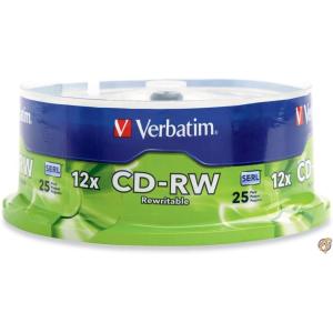 Verbatim 700MB 4x〜12x 80分 銀色 リライタブル ディスク CD-RW 25ディスク 95155 25-Disc シルバー｜americapro