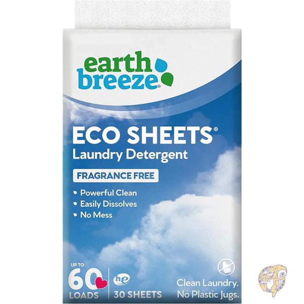 アースブリーズ Earth Breeze 洗濯洗剤シート 30 枚 - 60 回分 無香料 プラスチ...