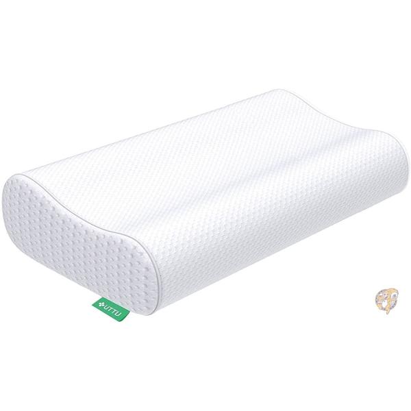 UTTUサンドイッチ枕、調節可能な低反発枕、眠るための竹の枕、首を支えるためのサイド枕カバー、首の痛...