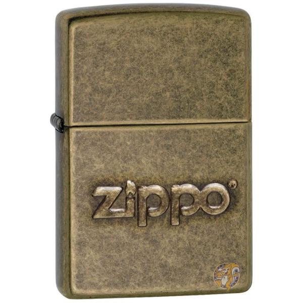 ZIPPO(ジッポ) オイルライター USモデル ロゴ入り アンティークブラス 28994 送料無料