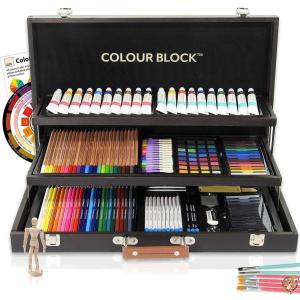 (181 pc All Media Wooden Case Set) - COLOUR BLOCK Deluxe 181 Piece Mixed 送料無料｜americapro