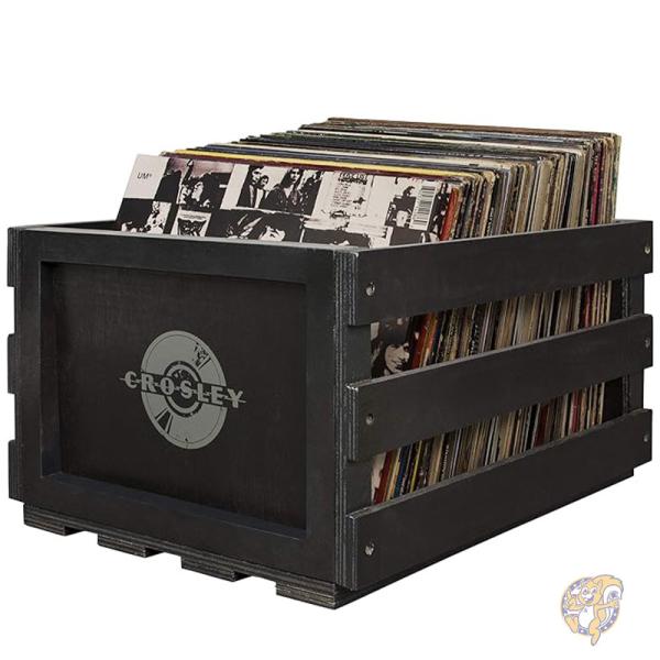 レコードストレージクレート レコード収納ボックス 最大75枚のアルバムを収納 AC1004A-BK ...