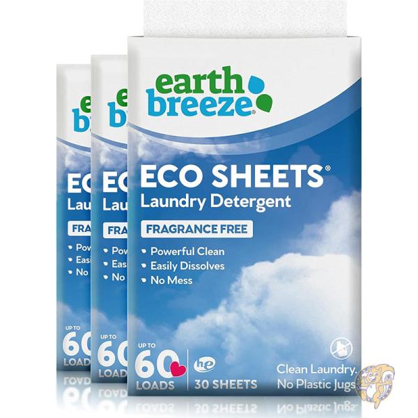 アースブリーズ Earth Breeze 洗濯洗剤シート 90 枚 (3 パック) 180 回分 無...