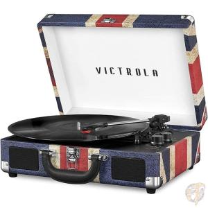 Victrola ヴィンテージ 3速 ブルーツース ポータブル スーツケース レコードプレーヤー｜americapro